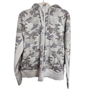 Athleta Womens Triumph Camo Print Full Zip Sweater Jacket Size M Hooded Athletic